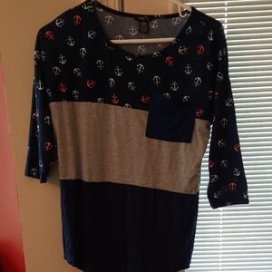 Rue 21 Women's Nautical Anchor Blouse